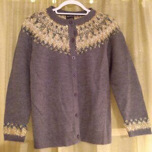 James Coviello for Anna Sui Metallic Embellished Wool Cardigan Petite Small